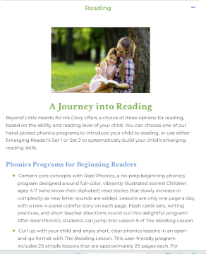 Heart of Dakota Beginning Reading Programs